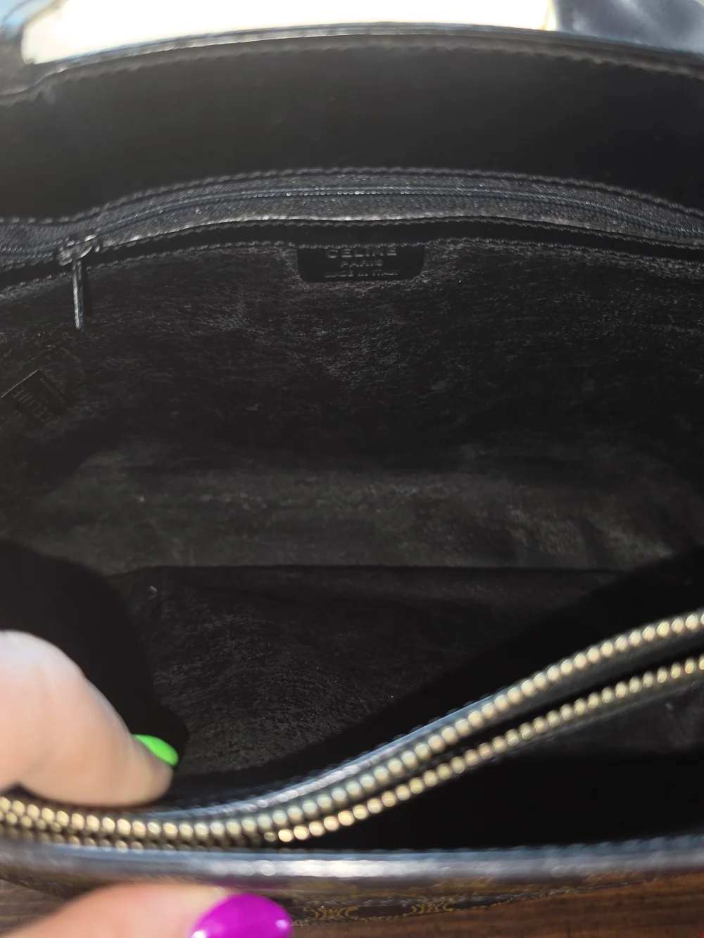 Celine Black and Brown Macadam Canvas Tote